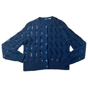 Polo Ralph Lauren Bead-Embellished Cable-Knit Wool Blend Cardigan Size XXL Black